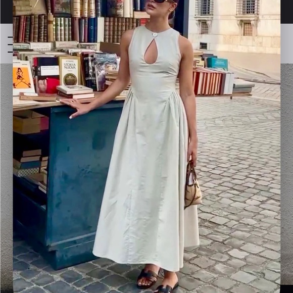 Commense Dresses & Skirts - COMMENSE *NWT Cotton & Linen Pleated Cutout Long Dress | M